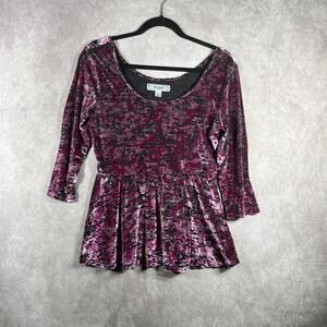 Decree Top Womens Large Purple‎ Velour Babydoll Dark Romantic Whimsigoth Boho